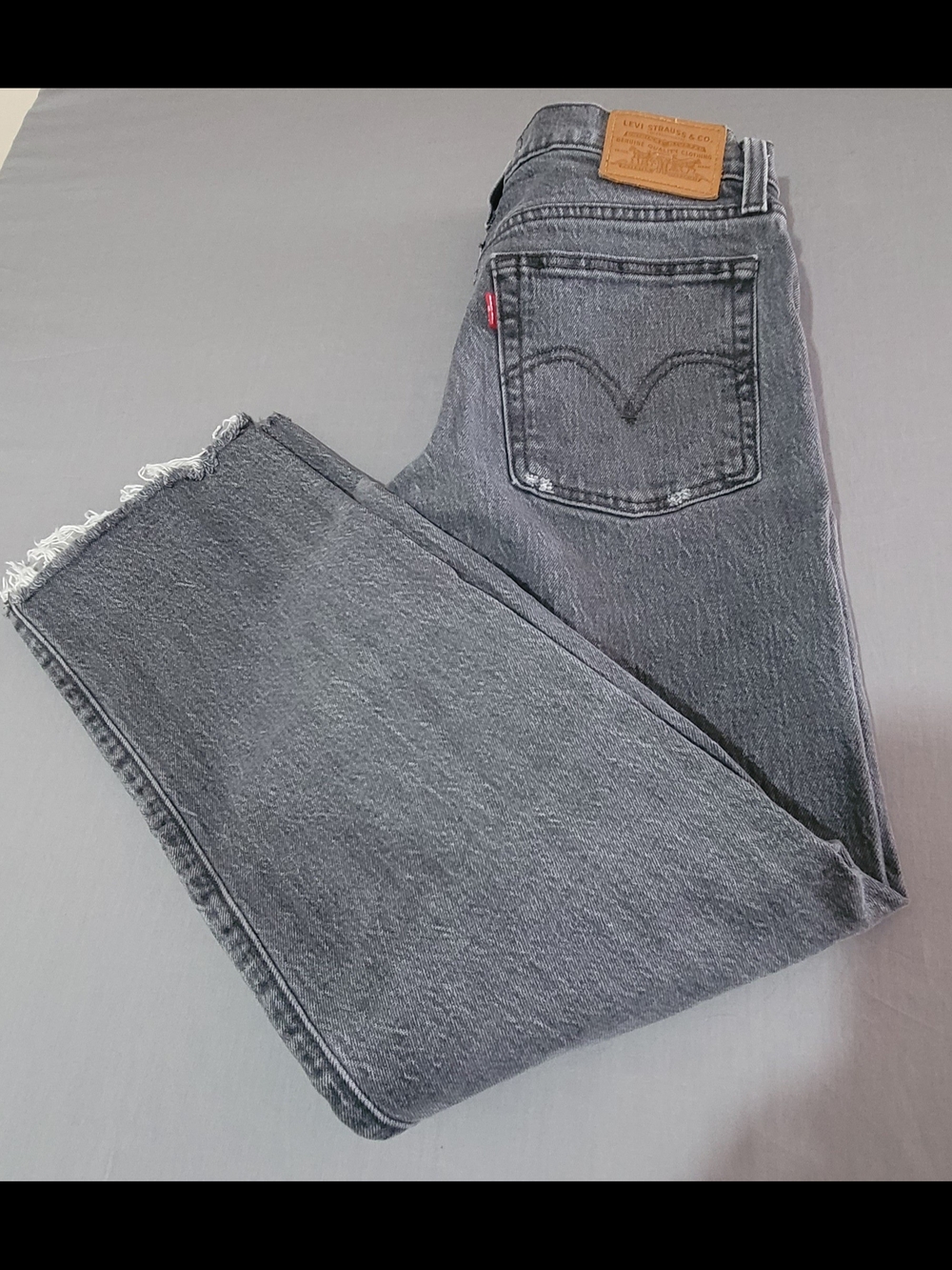 Levi's Womens Black Washed Straight-Leg Jeans